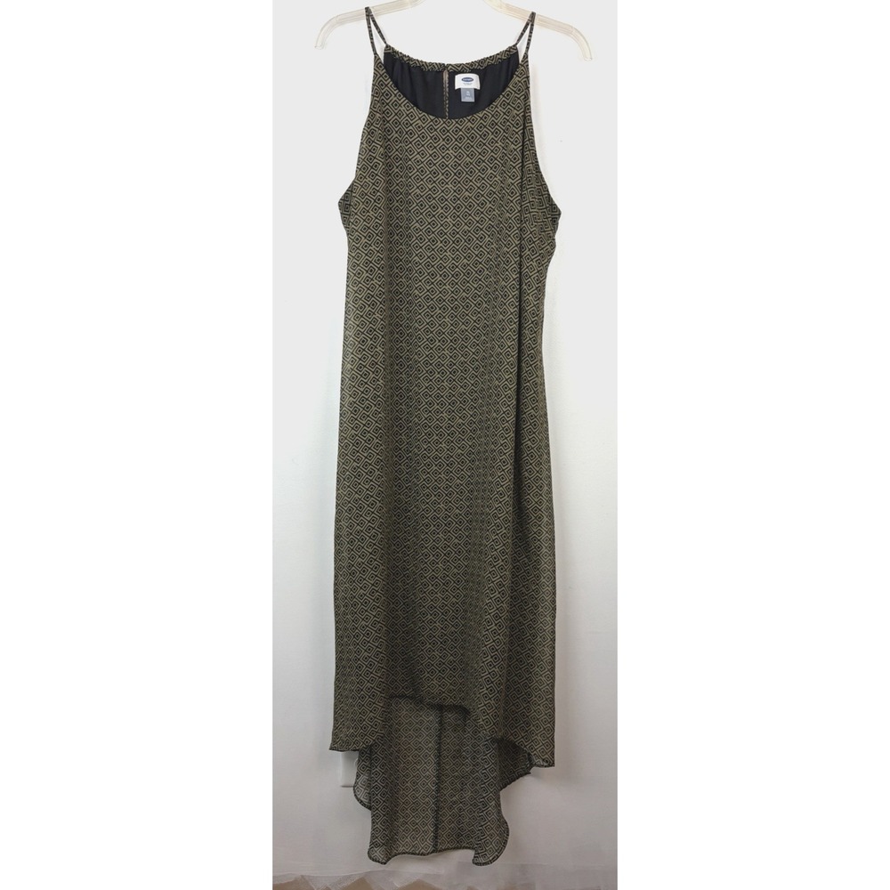Old Navy Sleeveless Maxi Dress Womens XL Olive Green Asymmetrical Hem Flowy